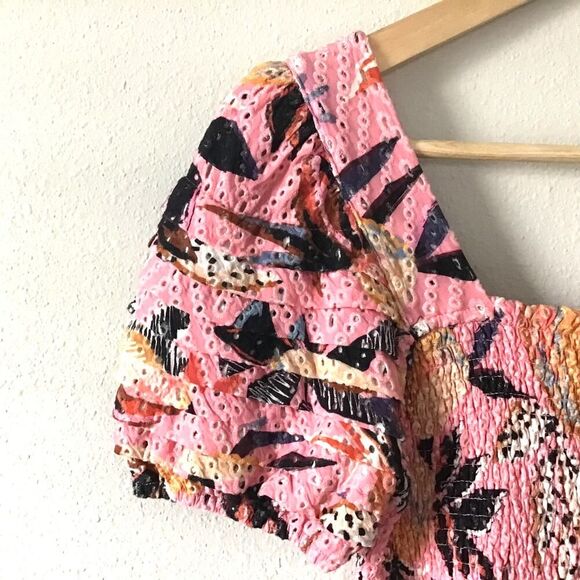 NEW FARM RIO Tropical Pink Pineapple Smocked Top - Size S - Picture 2 of 6